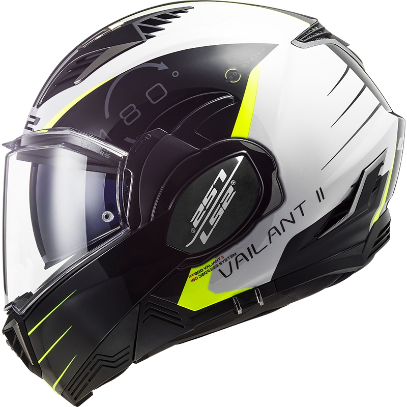 Flip sisak motorkerékpárhoz LS2 FF900 Valiant II Codex fekete-fluo sárga-fehér