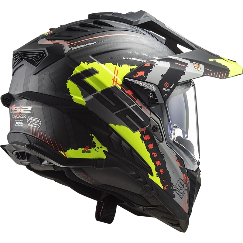 Enduro sisak LS2 MX701 Explorer C Kiterjesztése fekete-szürke-fluo sárga