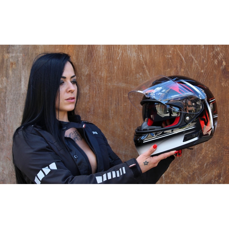 Motorkerékpár sisak RSA SR-01 fekete-piros-fehér akció kiárusítás