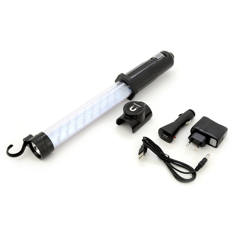 Szerelhető zseblámpa 27+7LED újratölthető 12/220V Li-on 1200mAh