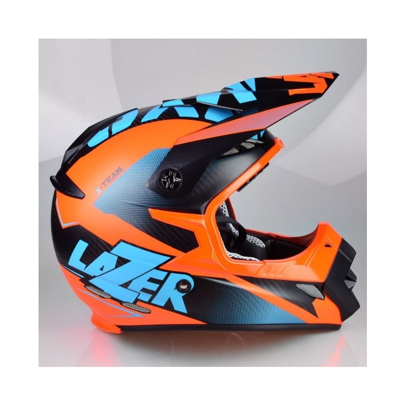 Motocross sisak Lazer MX8 X-Team Karbon kék-narancs akció kiárusítás