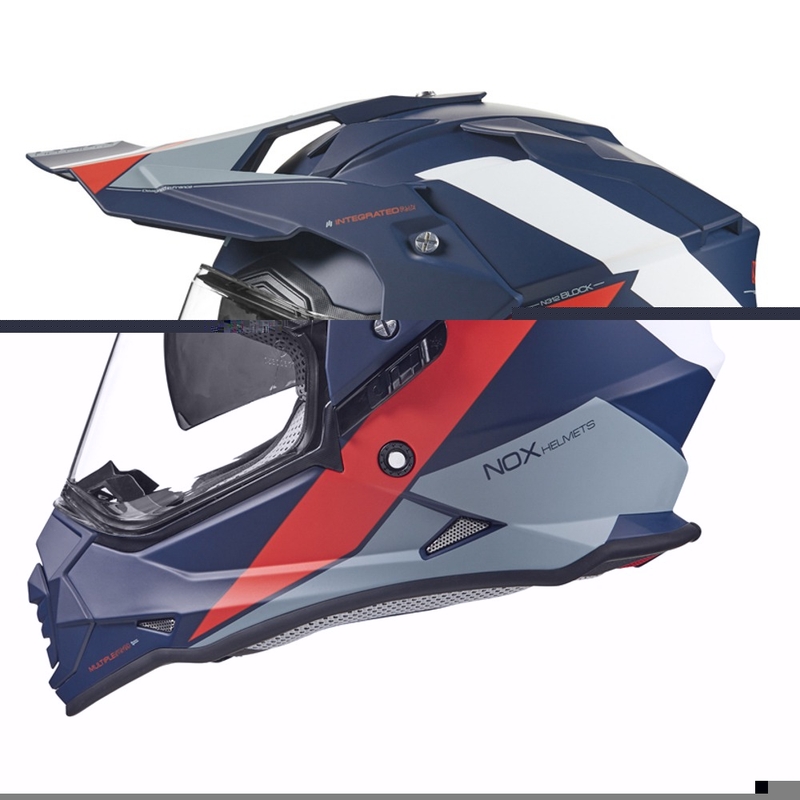 Enduro sisak NOX N312 BLOCK 2022 szürke-fehér-piros-kék