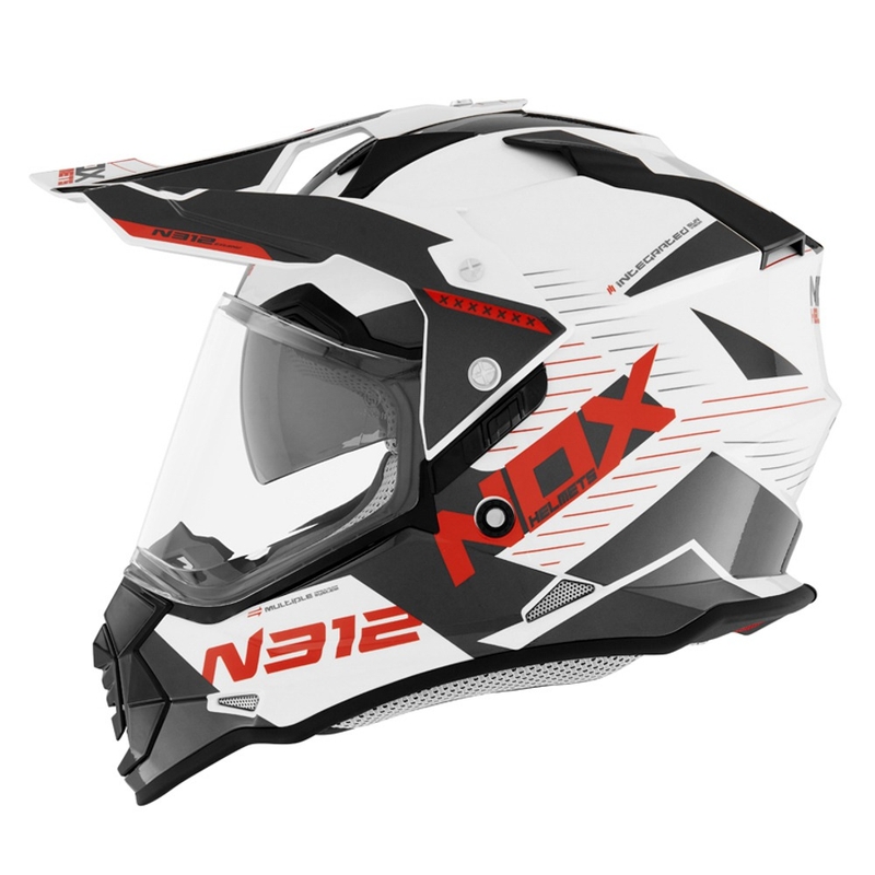 Enduro sisak NOX N312 EXTEND 2022 piros-szürke-fehér kiárusítás