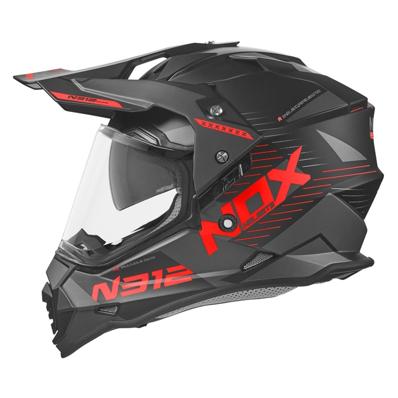 Enduro sisak NOX N312 EXTEND 2022 fekete-szürke-piros kiárusítás