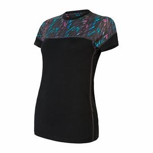 Női termikus póló érzékelő Merino Impress fekete-kék-rózsaszín kiárusítás