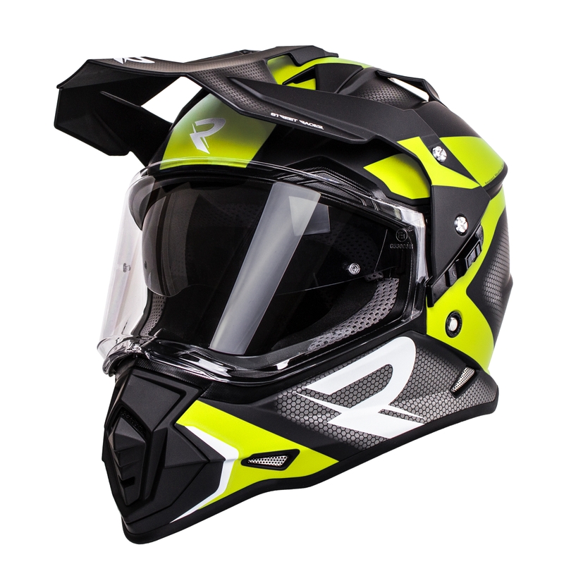Street Racer Tracker enduro bukósisak fekete-fluo sárga