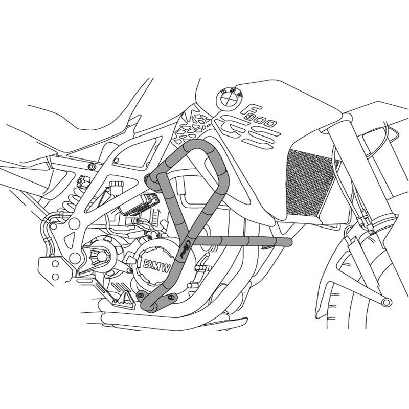 Engine guards PUIG d 25mm fekete részére HONDA CB 500 X / XA 2019-2024, HONDA NX 500 2024