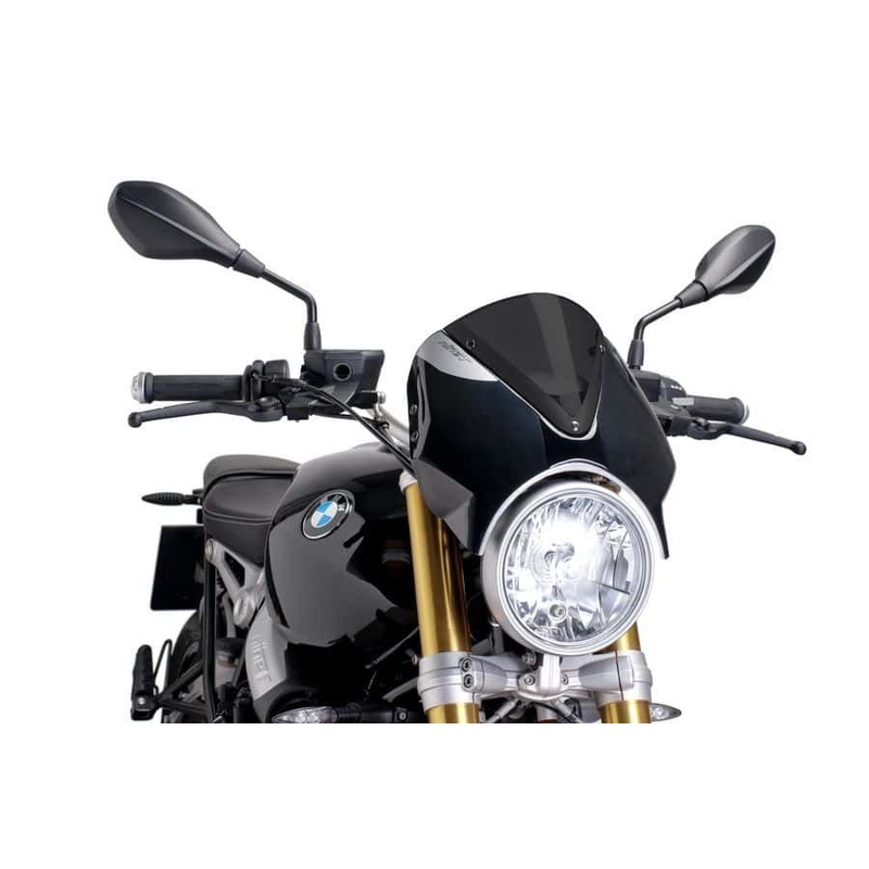 Windshield PUIG RETROVISION matt black dark smoke részére BMW R 1200 Nine T 2013-2024