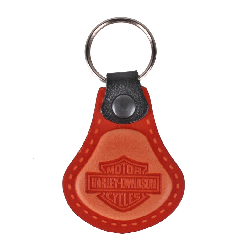Harley Davidson narancssárga bőr kulcstartó