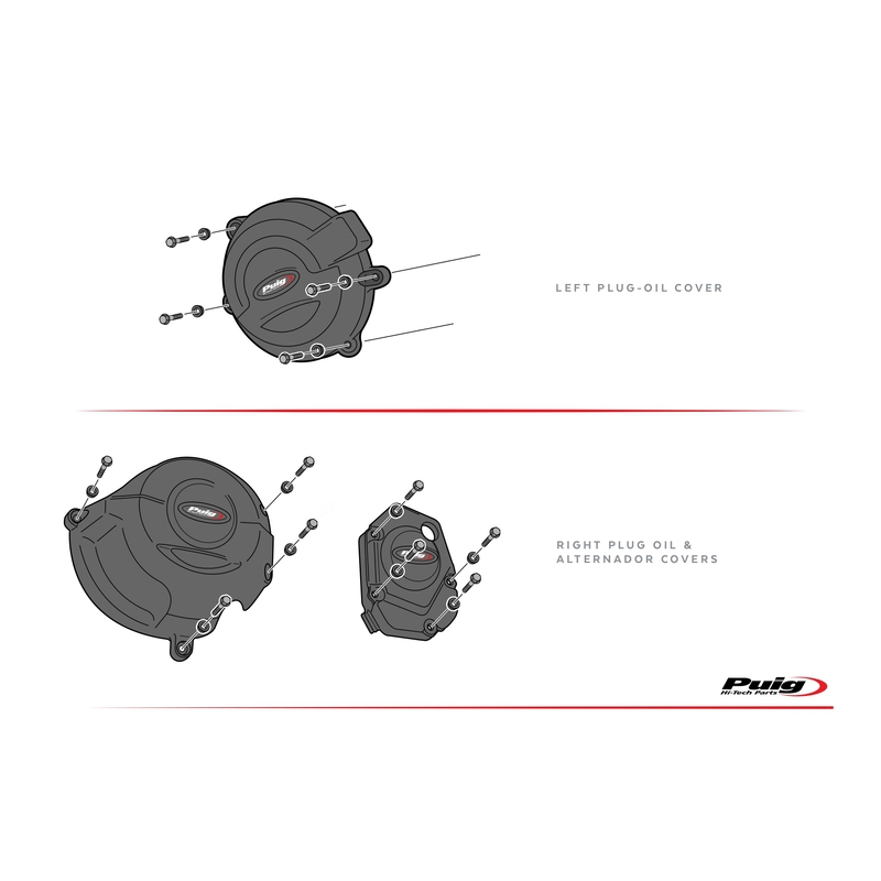 Engine protective covers PUIG fekete included right, left and alternator caps