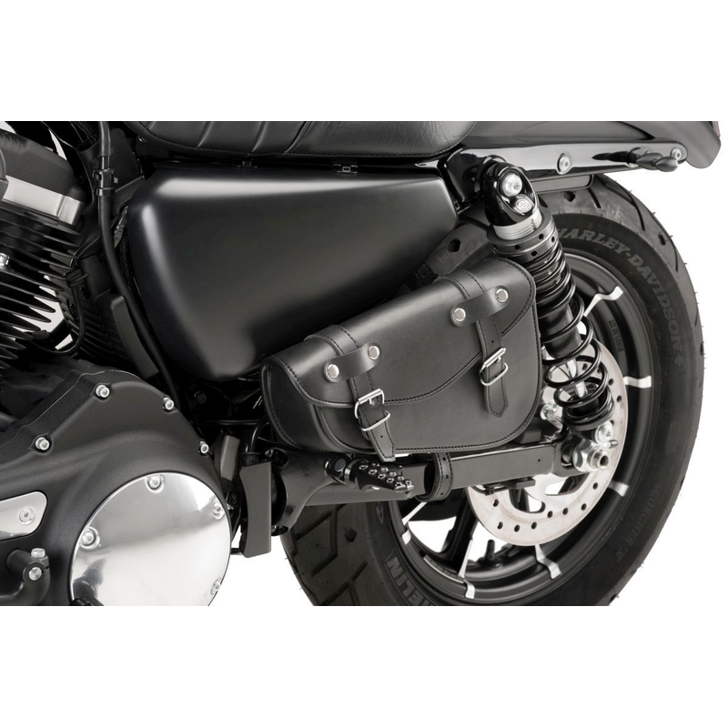 Leather saddlebag CUSTOMACCES DETROIT fekete bal
