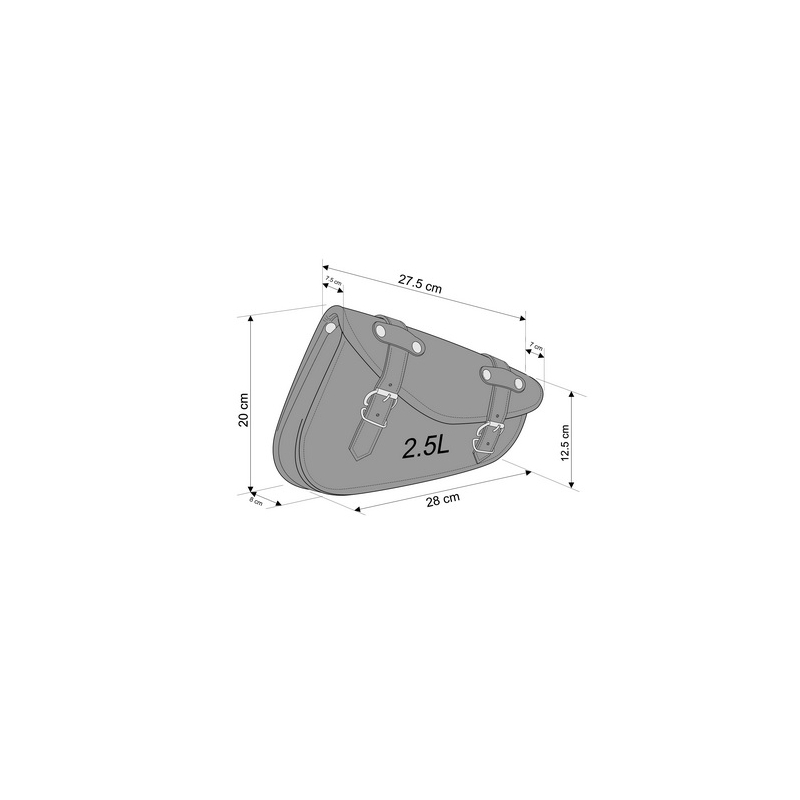 Leather saddlebag CUSTOMACCES DETROIT fekete bal