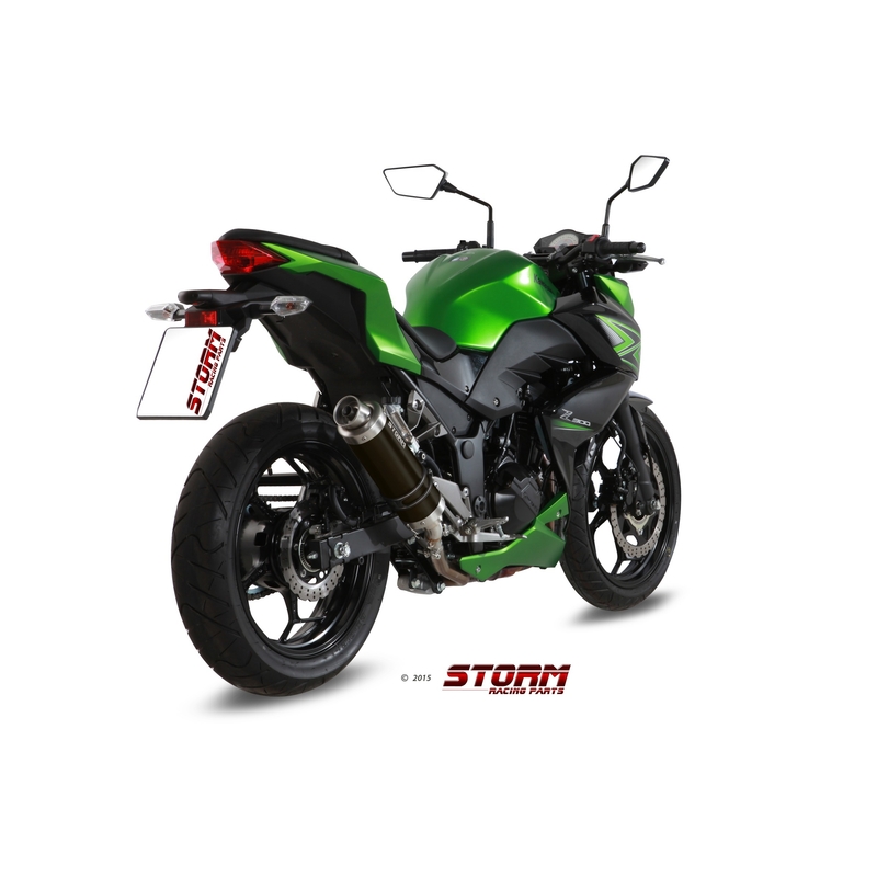 Kipufogóvég STORM GP Acélos fekete részére KAWASAKI Z 300 2015-2016, KAWASAKI EX Ninja 300 2013-2016