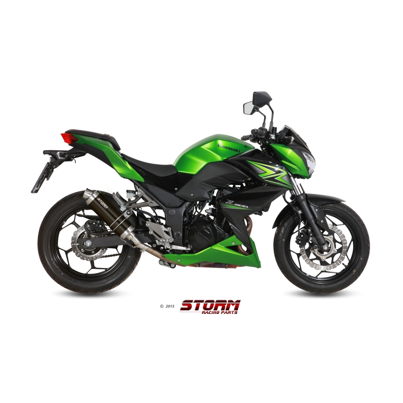 Kipufogóvég STORM GP Acélos fekete részére KAWASAKI Z 300 2015-2016, KAWASAKI EX Ninja 300 2013-2016