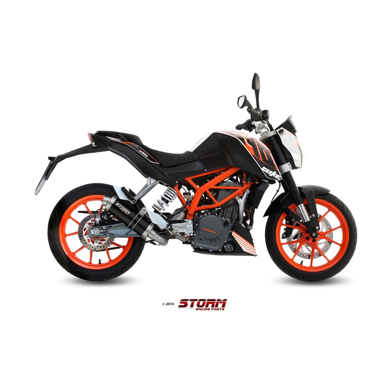 Teljes kipufogó rendszer 1x1 STORM GP Acélos fekete részére KTM Duke 390 2013-2016