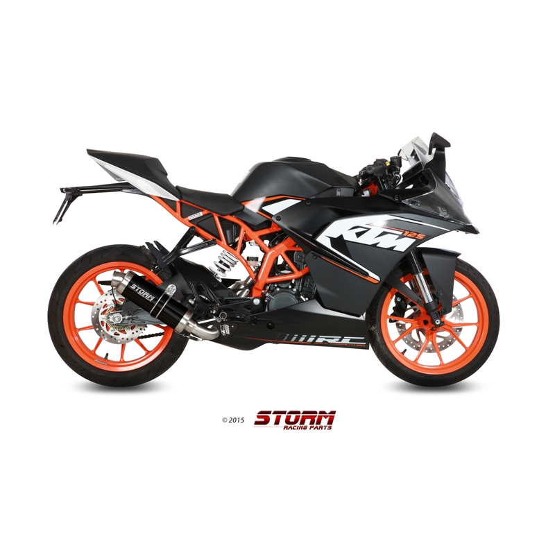 Teljes kipufogó rendszer 1x1 STORM GP Acélos fekete részére KTM RC 125 2014-2016