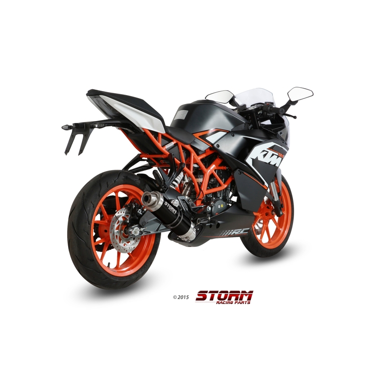 Teljes kipufogó rendszer 1x1 STORM GP Acélos fekete részére KTM RC 125 2014-2016