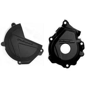 Clutch and ignition cover protector kit POLISPORT 90974 fekete