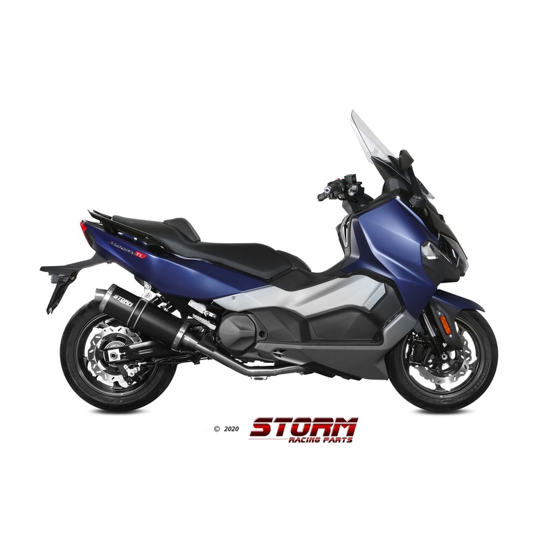 Teljes kipufogó rendszer 2x1 STORM OVAL Acélos fekete részére SYM TL 500  2020-2021, SYM Maxsym TL 500 2019-2020