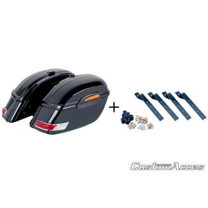 Rigid saddlebag CUSTOMACCES TOURING AMZ002N fekete pair, with KF universal support
