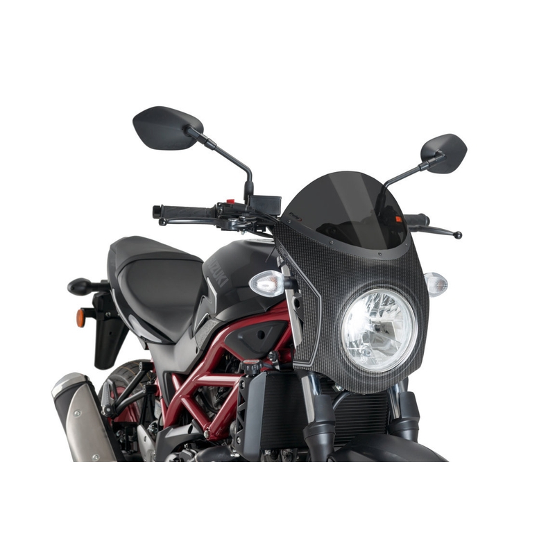 Windshield PUIG RETRO SEMI-FAIRING dark smoke carbon look