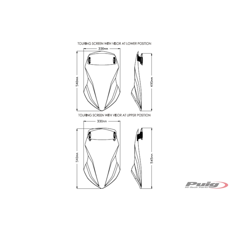 Windscreen PUIG TOURING WITH VISOR smoke