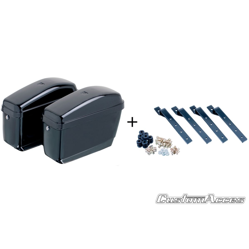 Rigid saddlebag CUSTOMACCES EASY fekete pair, with KF universal support