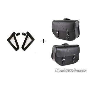 Leather saddlebag CUSTOMACCES SANT LOUIS APS002N fekete pair, with universal support