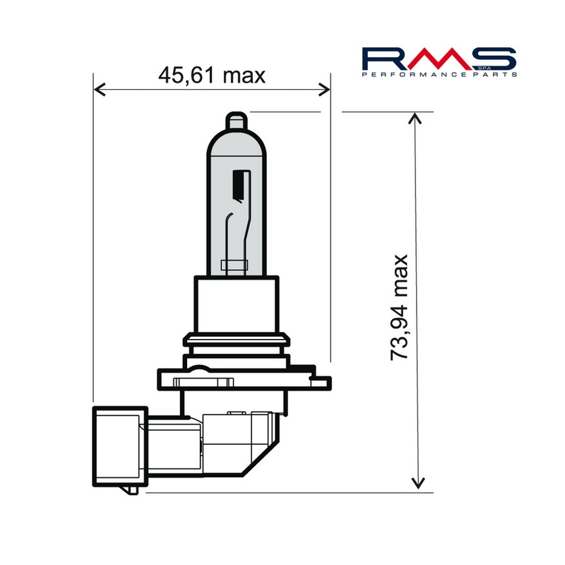 Izzó RMS 12V 65W, HB3 fehér