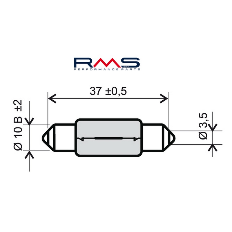 Izzó RMS 12V 5W, T11X39 S8.5 fehér