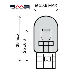 Izzó RMS 246510445 12V 21/5W, T20 narancssárga