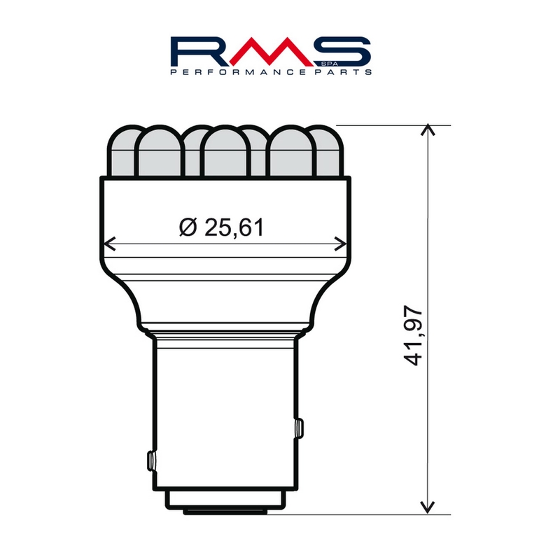 Izzó RMS 12V 12 Led, BAY15D fehér