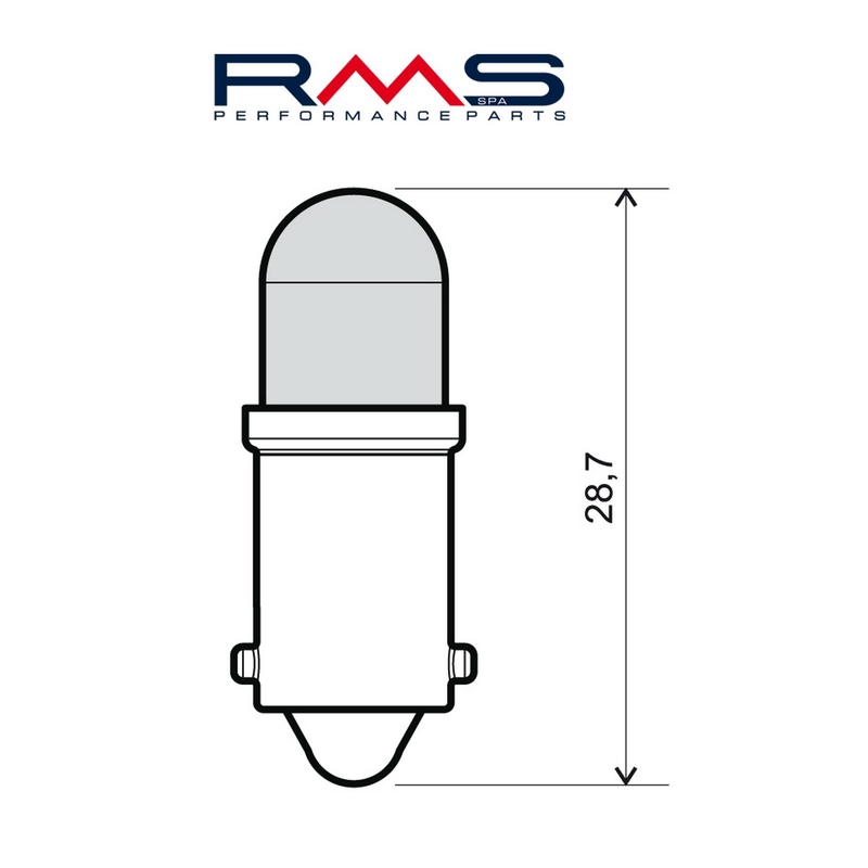 Izzó RMS Led 12V, BA9S kék