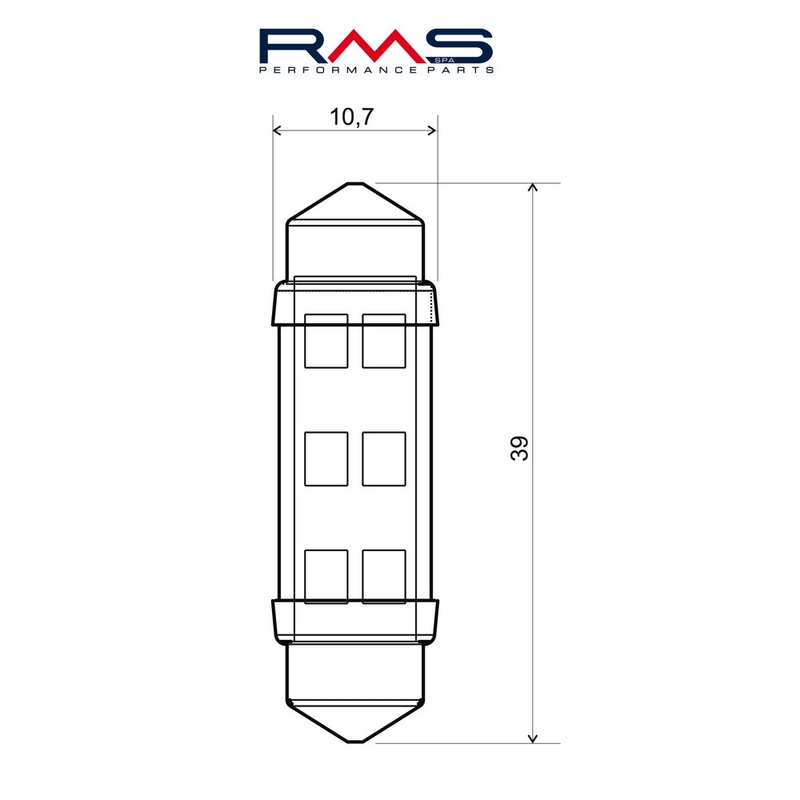 Izzó RMS 12V 6 Led, SV8.5 fehér