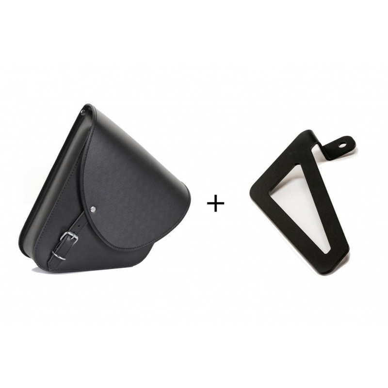 Leather saddlebag CUSTOMACCES BARCELONA fekete right, with universal support