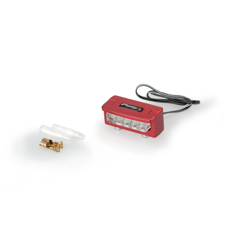 Licence support light PUIG FLASH piros alu with LEDs