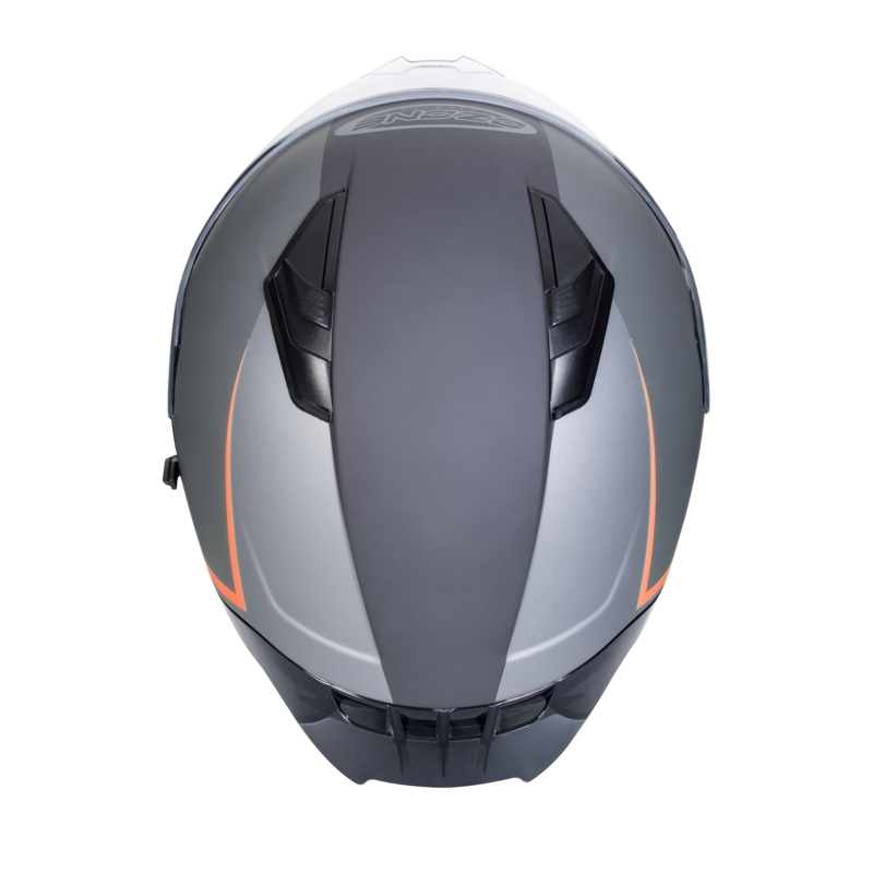 Ózon Sprint Csík integrált motorkerékpár sisak fekete-szürke-fluo piros