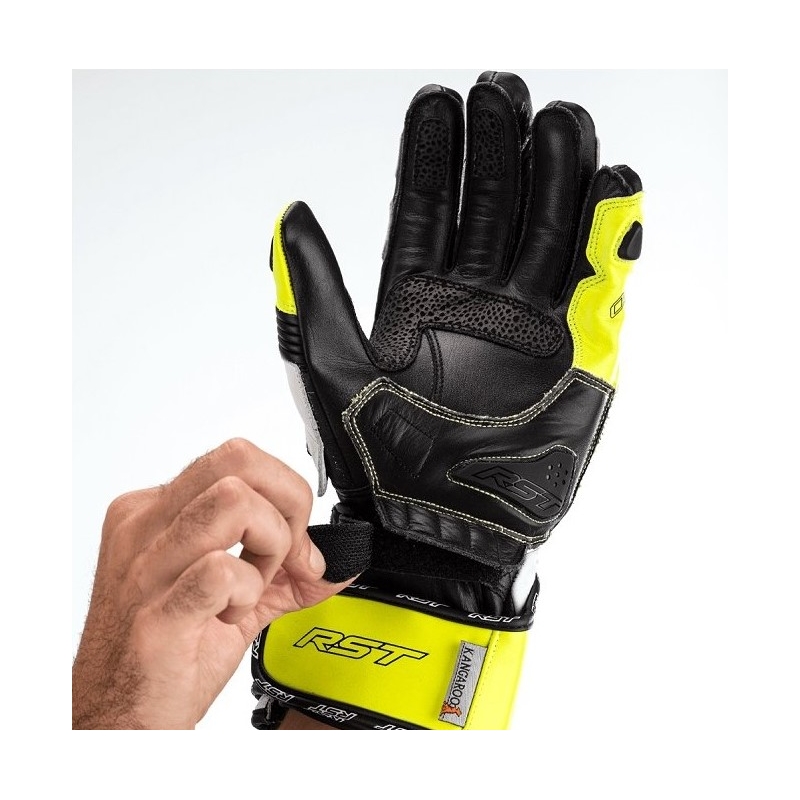 Motorkerékpár kesztyű RST Tractech Evo 4 CE fekete-fehér-fluo sárga kiárusítás