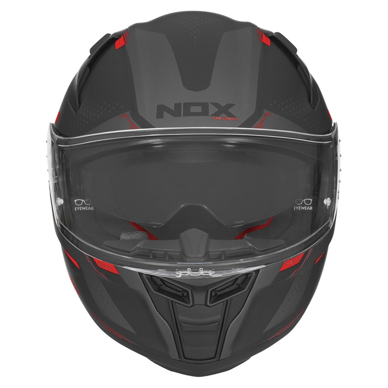 Integrált motorkerékpár sisak NOX N303-S Neo fekete-piros