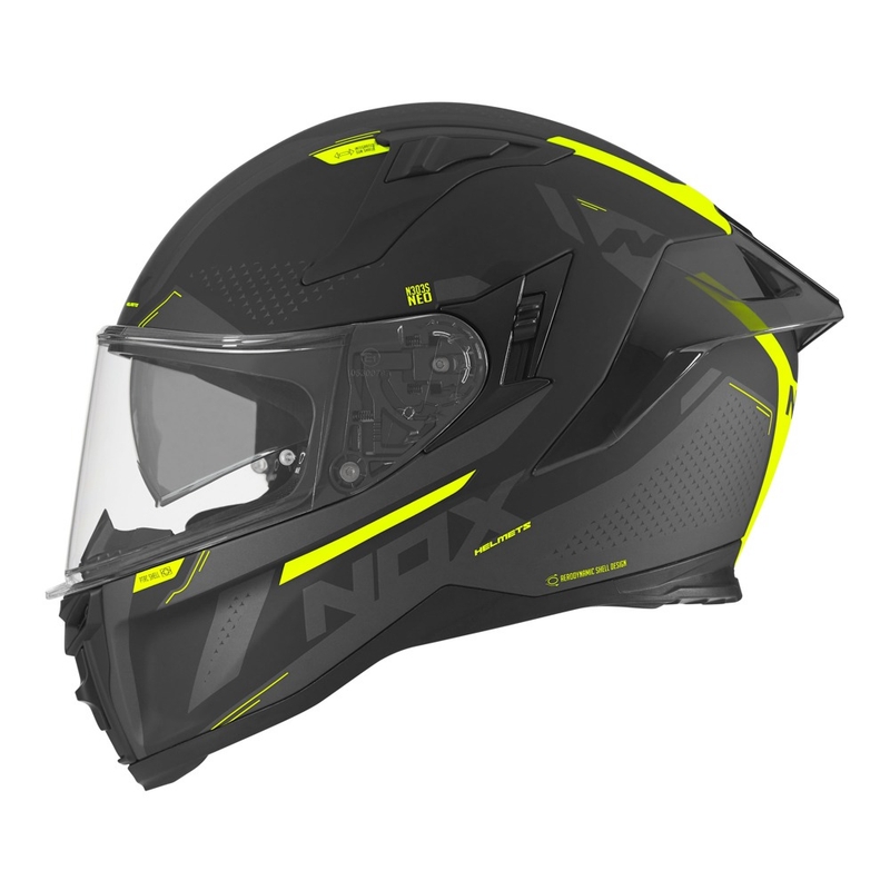 Integrált motorkerékpár sisak NOX N303-S Neo fekete-fluo sárga