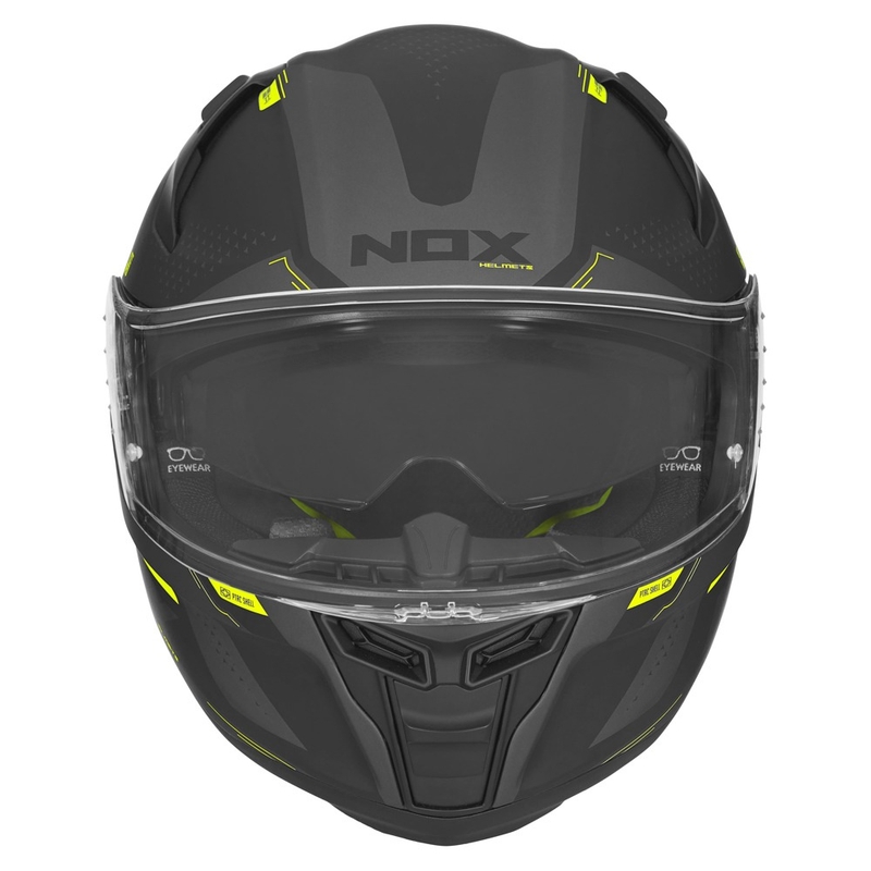 Integrált motorkerékpár sisak NOX N303-S Neo fekete-fluo sárga