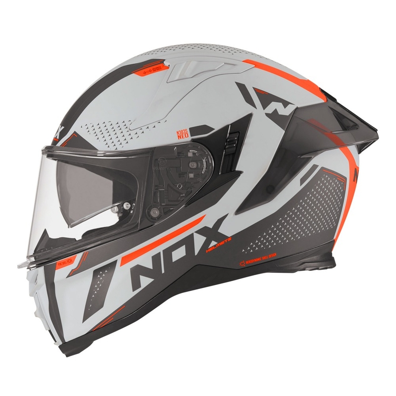 Integrált motorkerékpár sisak NOX N303-S Neo szürke-fluo narancssárga kiárusítás
