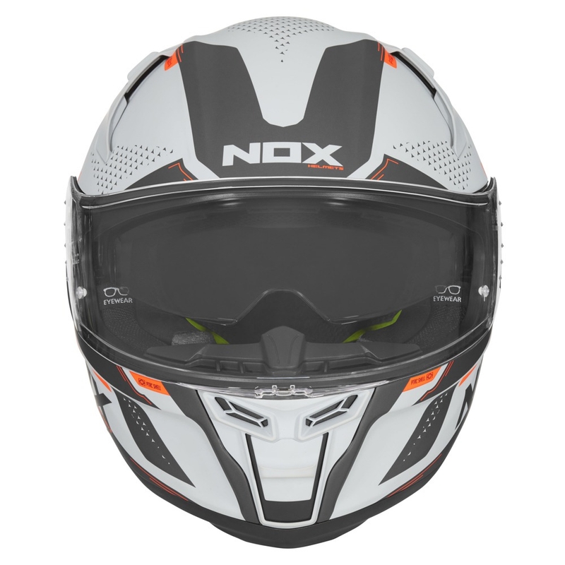 Integrált motorkerékpár sisak NOX N303-S Neo szürke-fluo narancssárga kiárusítás