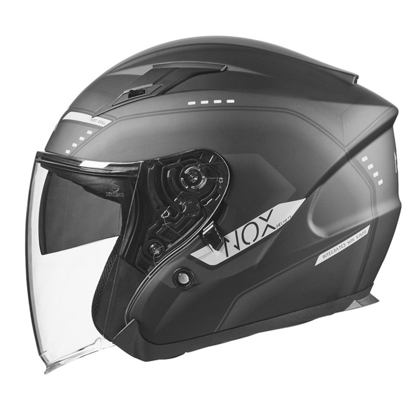 Nyitott sisak a NOX N128 Krill fekete-fehér motorkerékpárhoz