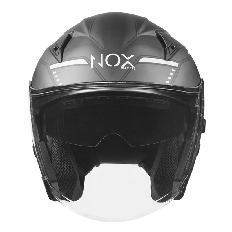 Nyitott sisak a NOX N128 Krill fekete-fehér motorkerékpárhoz