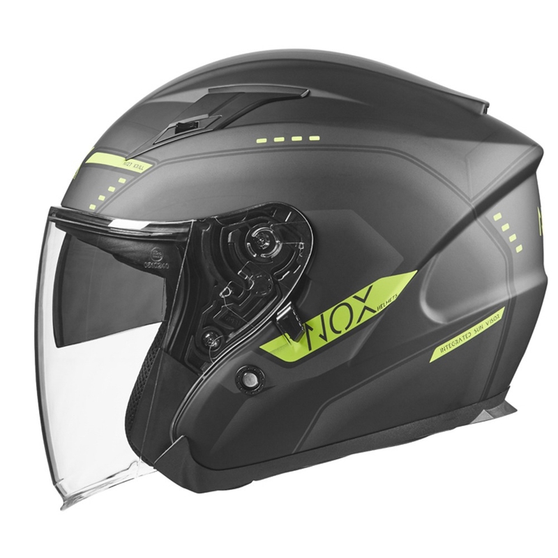 Nyitott motoros sisak NOX N128 Krill fekete-fluo sárga