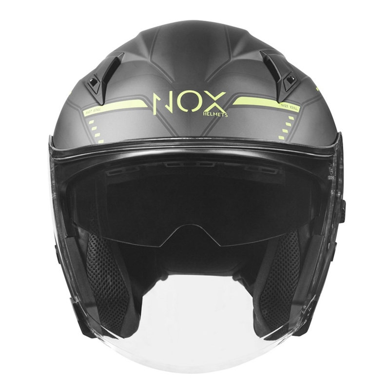 Nyitott motoros sisak NOX N128 Krill fekete-fluo sárga
