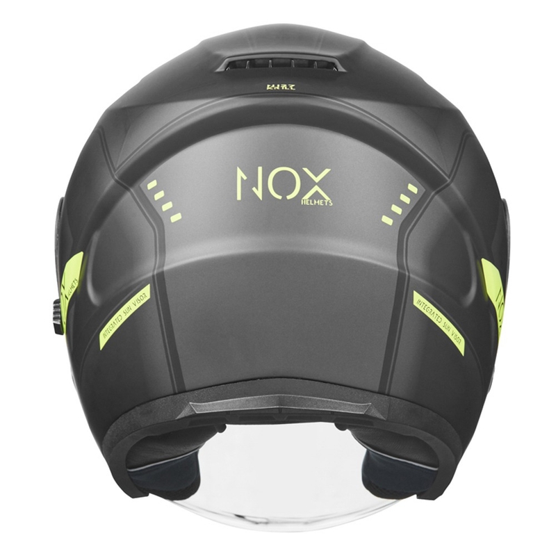 Nyitott motoros sisak NOX N128 Krill fekete-fluo sárga