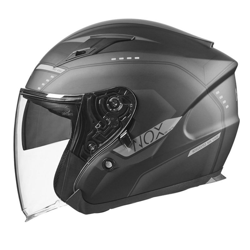 Nyitott sisak NOX N128 Krill fekete-titán motorkerékpárhoz kiárusítás