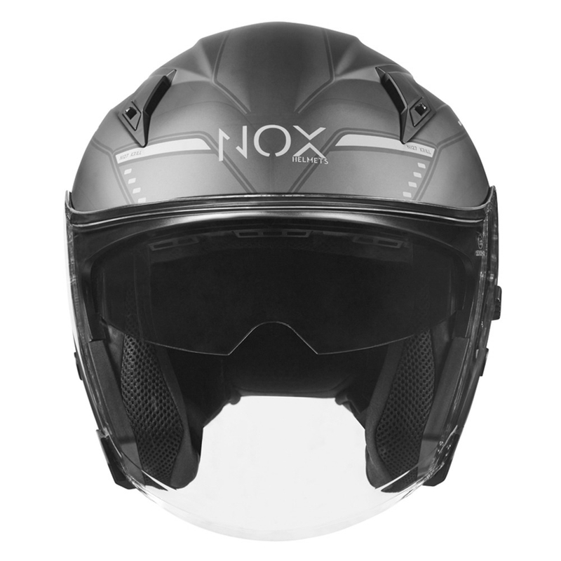 Nyitott sisak NOX N128 Krill fekete-titán motorkerékpárhoz kiárusítás